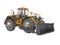 Universal orange wheel bulldozer 3D rendering on white background no shadow