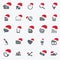 Universal Outline Icons For Web and Mobile with christmas hat
