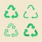 Universal recycling symbol flat icon set