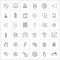 Universal Symbols of 36 Modern Line Icons of internet, icon, cinema, files, file type