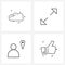 Universal Symbols of 4 Modern Line Icons of cloud, location, technology, interface, thumbs up