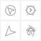 Universal Symbols of 4 Modern Line Icons of cursor, mouse, left, interface, down