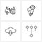 Universal Symbols of 4 Modern Line Icons of tractor, internet, bulb, gear, internet