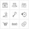 Universal Symbols of 9 Modern Line Icons of key, nature, romance, outside, hanging