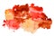 Universal Watercolor Beige, Brown, Orange, Red Blot Isolated on White Background