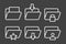 Universal web element set for building internet site, developing application. Archive, folder, organizer icon group. Modern, lined