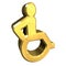 Universal wheelchair symbol in gold (3d)