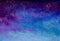 Universe blue night sky filled with stars and purple clouds handmade acrylic painting.