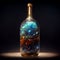 The universe in glass bottle. Photo realistic rendering.