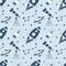 Universe seamless pattern with rocket, constellation, telescope, planet, radio telescope, stars in doodle style. Cosmos Vector