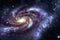 Universe with a spiral spinning galaxy in the center