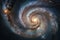 Universe with a spiral spinning galaxy in the center