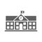 University building vector, college, educational institution, school gray icon