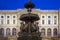 University Gomes Teixeira Square Fountain, Porto night cityscape