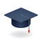 University Graduation Cap Icon Student Education Symbol Isolated Realistic 3d design vector illustration