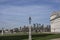 University of Greenwich - a view of the Canary Wharf and a lamp post.