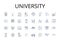 University line icons collection. College, School, Academy, Institute, Polytechnic, Conservatory, Seminary vector and