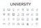 University line icons collection. College, School, Academy, Institute, Polytechnic, Conservatory, Seminary vector and