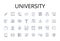 University line icons collection. College, School, Academy, Institute, Polytechnic, Conservatory, Seminary vector and