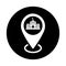 University, location, education, locate icon. Black vector sketch