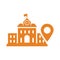 University, location icon. Orange color vector EPS