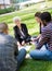 University Professor Outdoors with Students