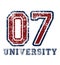 `university` typography, sporting tee shirt graphics