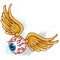 Unk style flying eyeball with wings vector