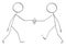 Unknown Business Partners Handshake and Cooperation, Vector Cartoon Stick Figure Illustration