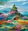 Unknown castle- colorful digital painting artwork