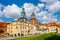 Unknown people visit the Wawel cathedral and Wawel castle on the Wawel Hill in Krakow, Poland