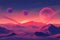 Unknown Planet Landscape, Unearthly Epic View, Unfamiliar Huge Planets of Different Sizes