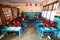 Unknown pupils in English class at primary school. Only 50% of children in Nepal can reach 5 grade.