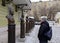 Unknown tourist on the Avenue of busts of the rulers of Russia in Moscow