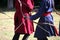 Unknown warrior girls on a historical combat show