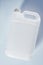 Unlabeled white plastic tank canister chemical liquid container