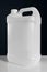 Unlabeled white plastic tank canister chemical liquid container