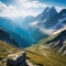 Unleash the Adventure Hiking the Majestic A Spectacular View Awaits at their Peak Epic Composition with Unreal Engine