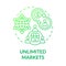 Unlimited markets green gradient concept icon