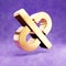 Unlink icon. Gold glossy Unlink symbol isolated on violet velvet background.