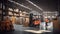 unloading forklift warehouse background