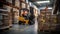 unloading forklift warehouse background