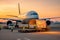 Unloading goods from an aircraft at an airport