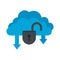 Unlock data cloud icon, flat style