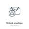 Unlock envelope outline vector icon. Thin line black unlock envelope icon, flat vector simple element illustration from editable