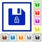 Unlock file flat framed icons