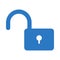 Unlock glyph color flat vector icon
