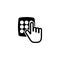 Unlock Hand Touching Keypad, Pin Code Lock. Flat Vector Icon illustration. Simple black symbol on white background