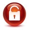 Unlock icon glassy brown round button