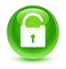 Unlock icon glassy green round button